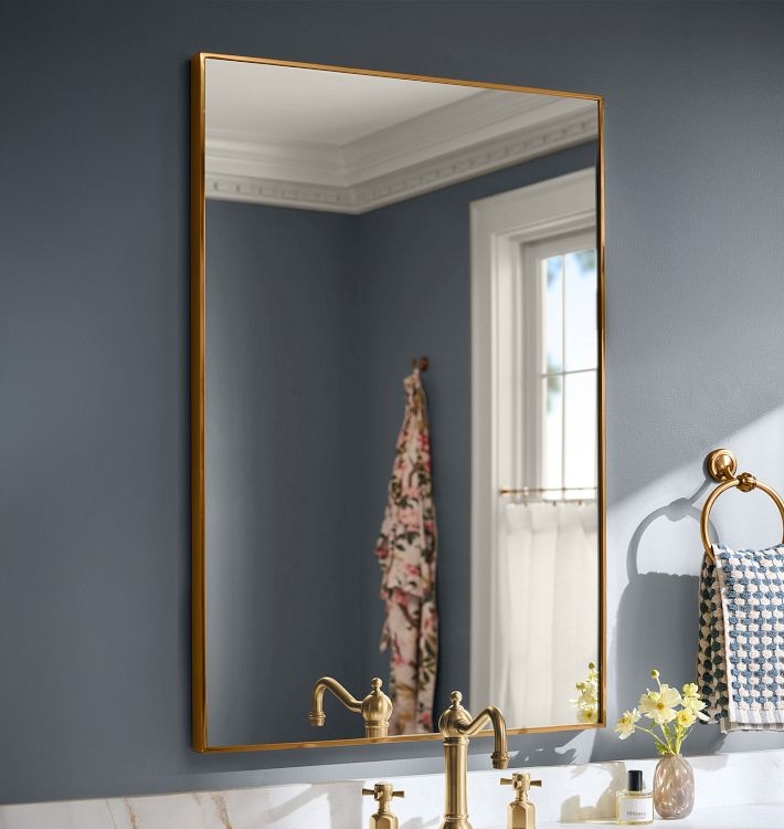 Wall Mirror Thin Metal Frame, Oil-Rubbed Bronze Rectangular Wall Mirror