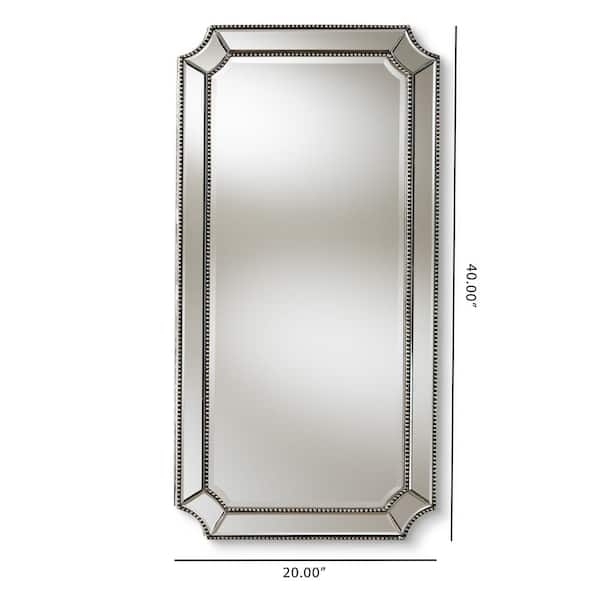 Wall Mirror Tiered Geometric Frame Antique Silver Art Deco