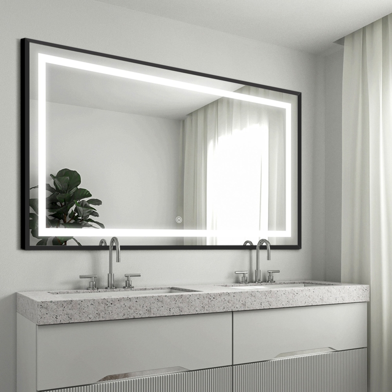 Wall Mirror, Touch Switch Controls, Backlit Glow. Anti-Fog Wall Mirror. (71 chars)