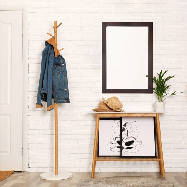 Wall Mirror Transitional 40 Inch Stepped Frame Semi Gloss