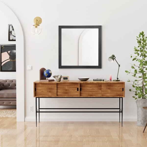 Wall Mirror Vertical Wide Mitered Frame Semi Gloss Finish