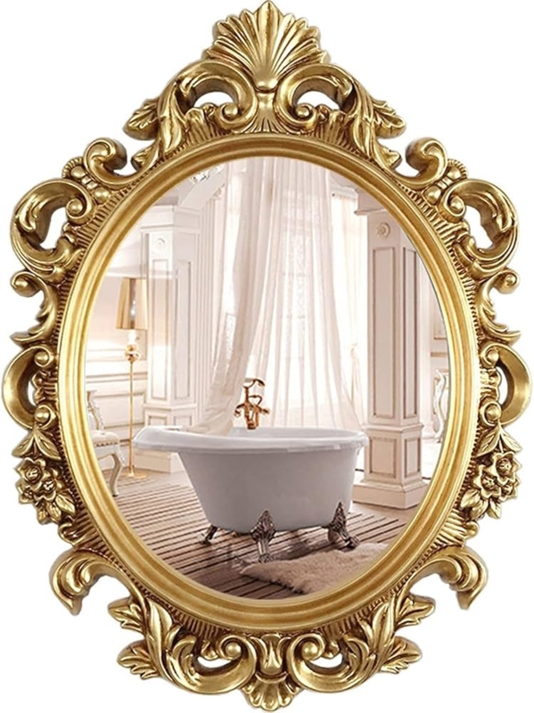 Wall Mirror: Vintage Distressed Gold Carved Rectangular