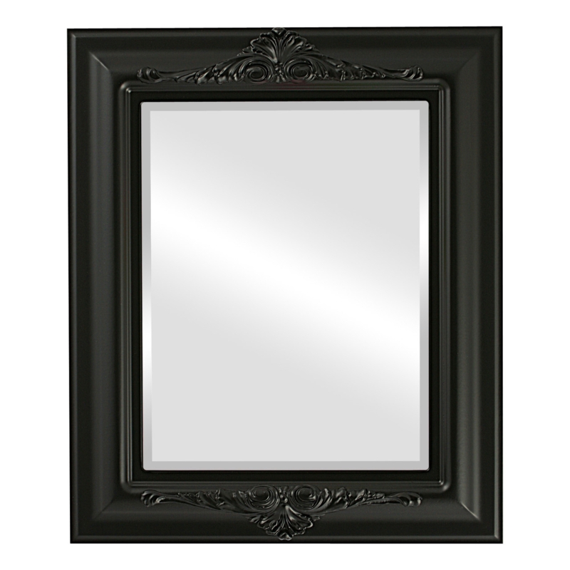 Wall Mirror Wide Flat Frame Matte Finish Wood Grain Texture
