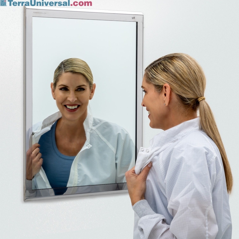 Wall Mirror Wide Frame Stainless Steel Industrial Cleanroom
