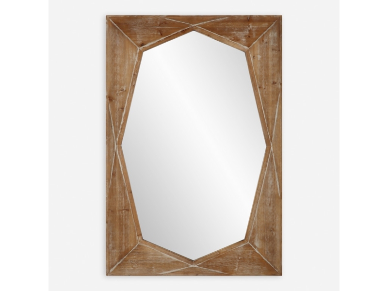 Wall Mirror with Rectangular Silhouette and Geometric Marquise Pattern