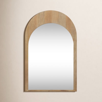 Wall Mirror with Thick Wood Frame and Rounded Corners for Leaning Style