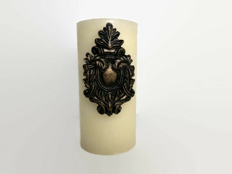 Wall Sconce Antique Bronze Heraldic Shield Medieval Crown Detail
