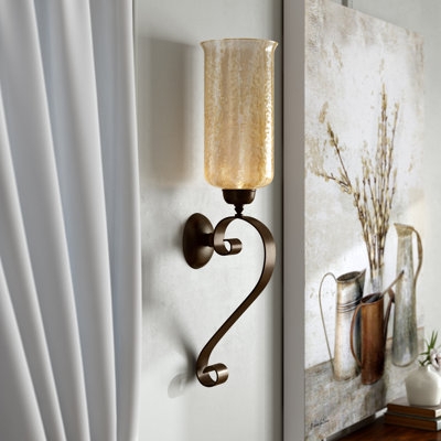 Wall Sconce Dark Metal Ornate Scrollwork Traditional Tall Iron Accent
