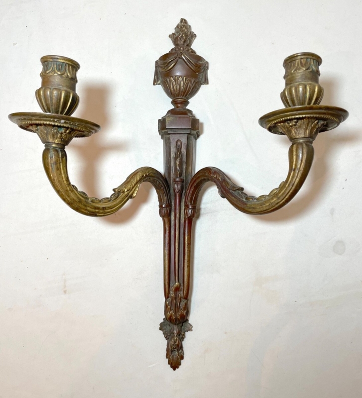 Wall Sconce Winged Mythological Relief Bronze Patina Neoclassical