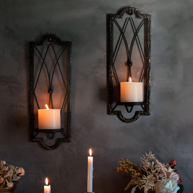 Wall Sconce with Gold Bird Accent, Scrolled Metal, Gothic Style