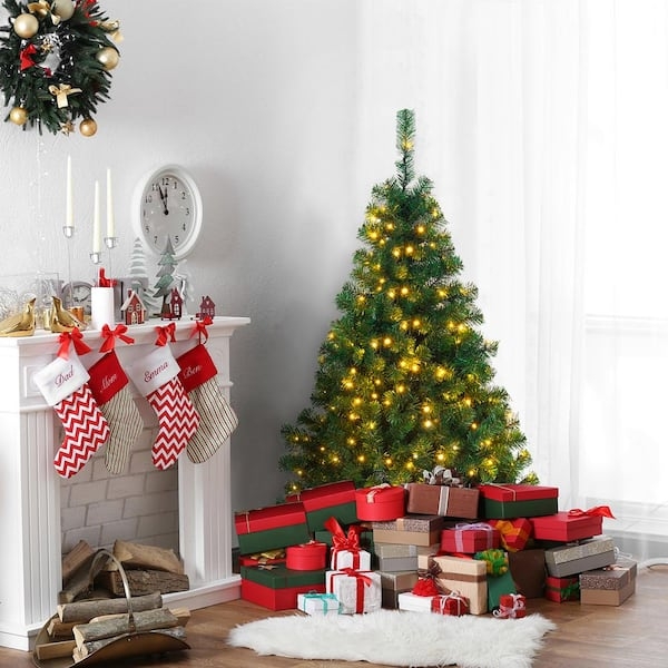 Warm LED Pre-Lit Artificial Christmas Tree, Full Silhouette