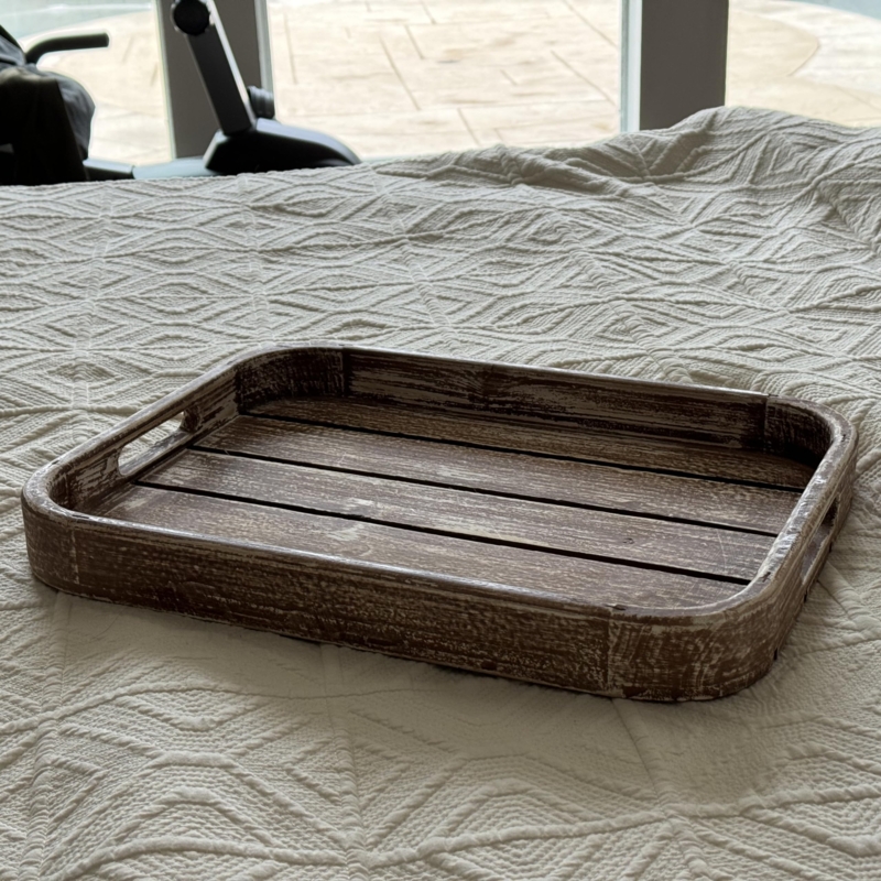 Washed Wood Serving Tray Farmhouse Style