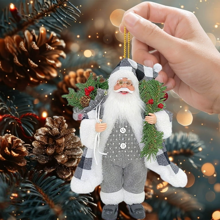 Whimsical Santa Ornament with Bell and Striped Socks Detail