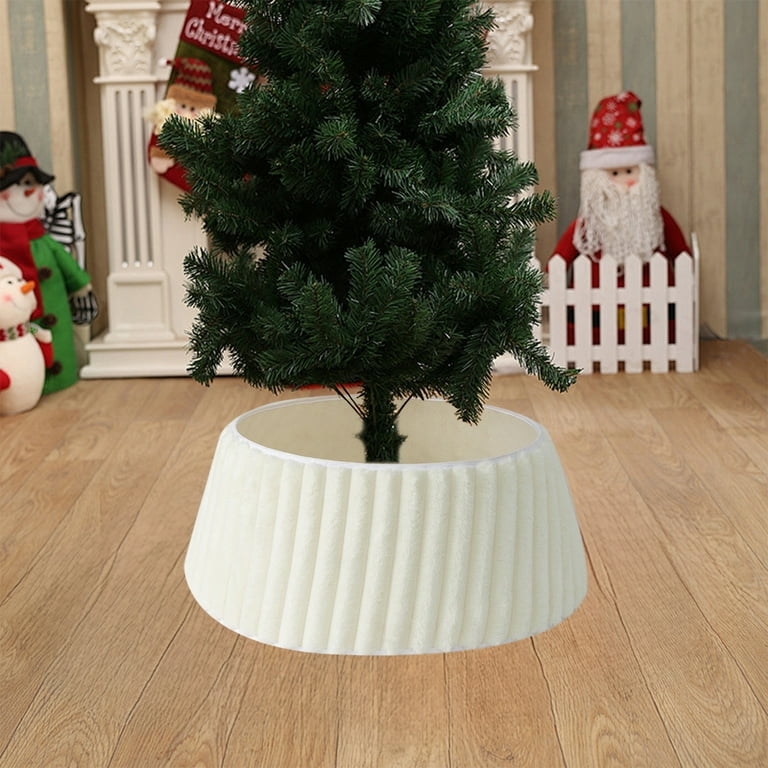 White Plush Faux Fur Tree Collar Shaggy Texture Tapered Modern