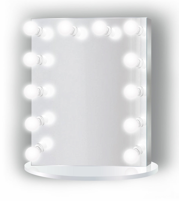 White Vanity Mirror Hollywood Style Twelve LED Bulbs Tabletop