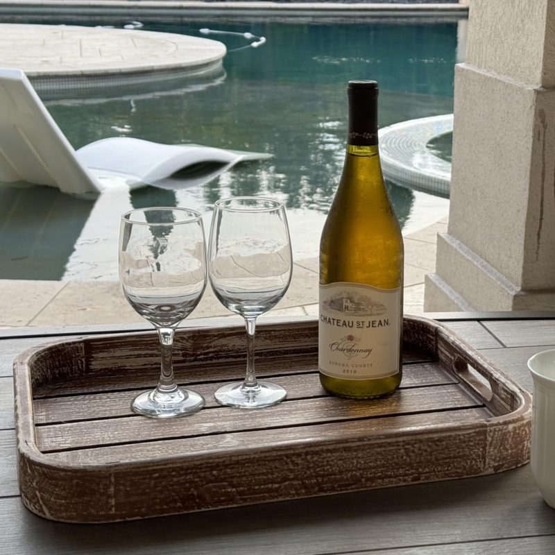 Whitewashed Wood Serving Tray Breakfast in Bed Concept