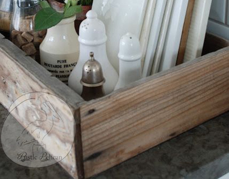 Wood Caddy Tray with Divided Compartments and Center Handle