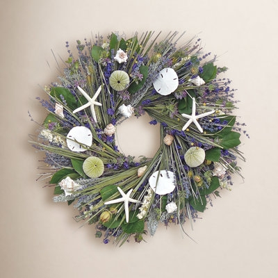 Wood Shavings Wreath with White Berry Clusters, Coastal Farmhouse Style