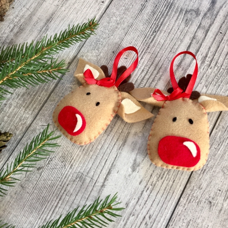 Wood Slice Christmas Ornaments Twig Antlers Polka Dot Bow Farmhouse