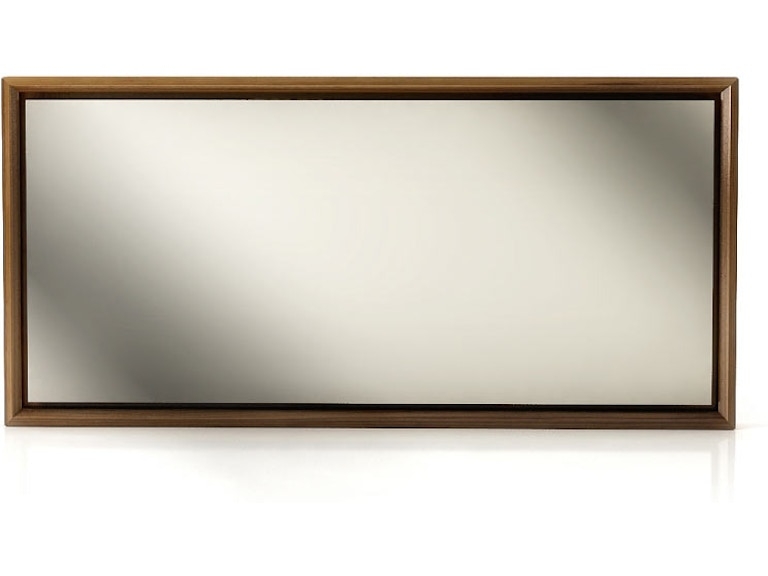 Wood Toned Horizontal Wall Mirror, Clean Over Dresser Styling