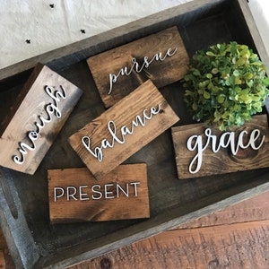 Wooden Joy Tray with Script Inscription, Decorative Wood Tray.