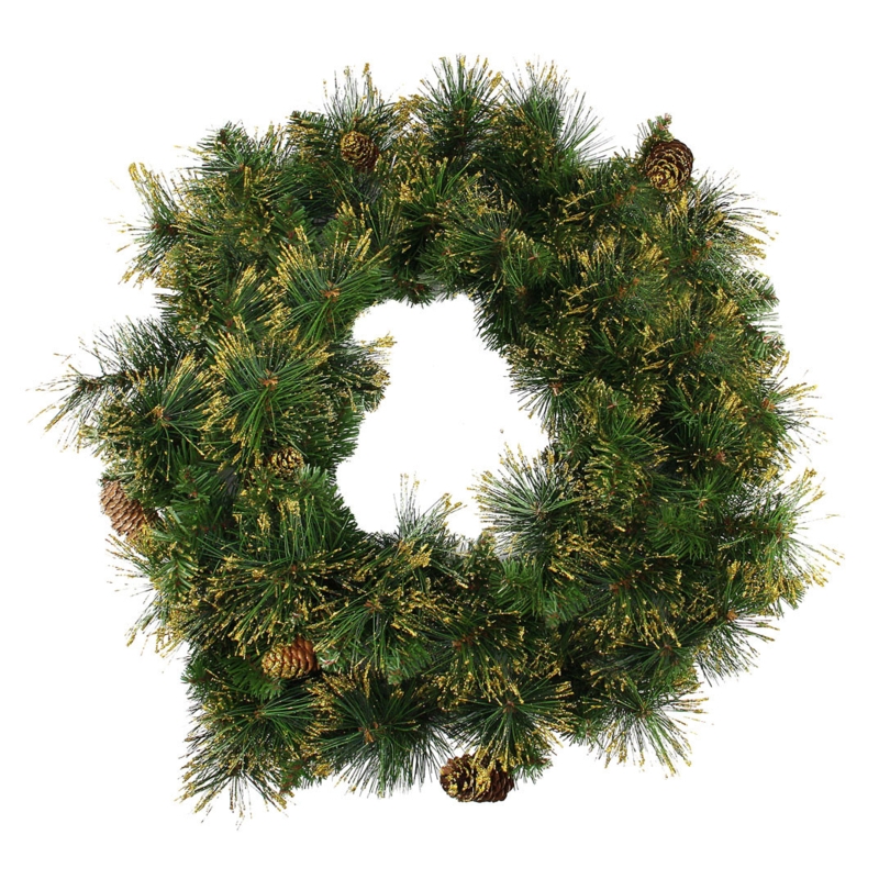 Woodland Christmas Wreath Glittered Pine Cones Mixed Pine Needles