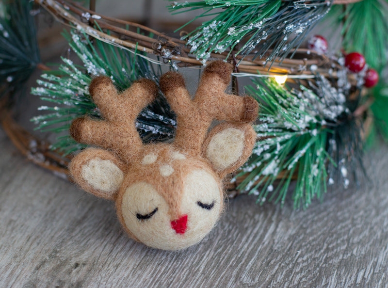 Wool Felt Reindeer Holiday Figurines for Scandinavian Tabletop Decor