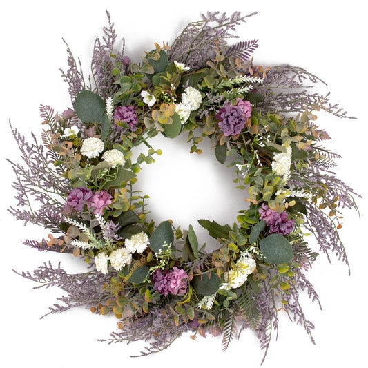 Wreath Artificial Silver Green Botanical Farmhouse Decor