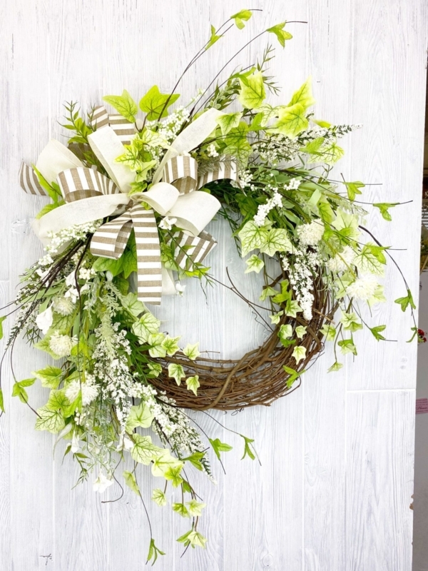 Wreath Asymmetrical Design Grapevine Base Trailing Vine Spring Wreath