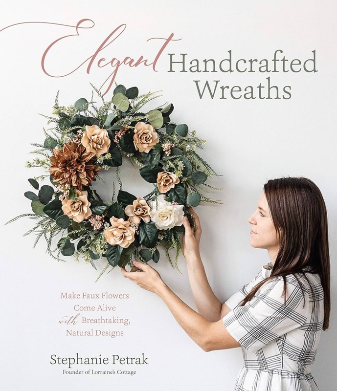 Wreath: Asymmetrical Design White Faux Florals on Grapevine Base Decor.