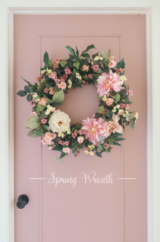 Wreath, Cherry Blossom Petals, Pink Floral Wreath For Front Door