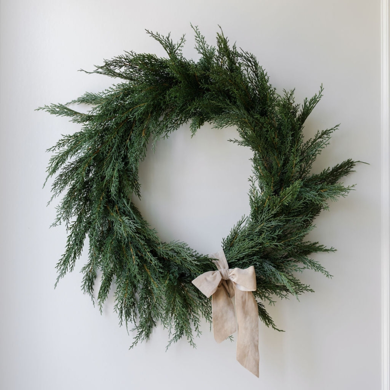 Wreath Dense Artificial Cedar With Lush Volume Foliage