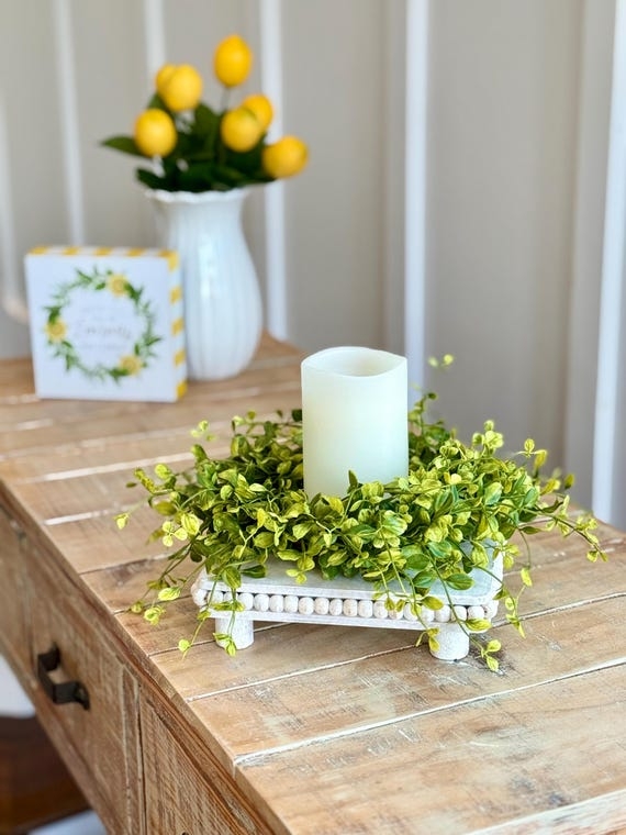 Wreath, Dense Faux Greenery Foliage, Natural Vine Backing, Mini Size