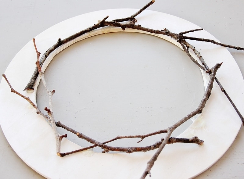 Wreath DIY Winter White Painted Twigs Grapevine Base Rustic Styling