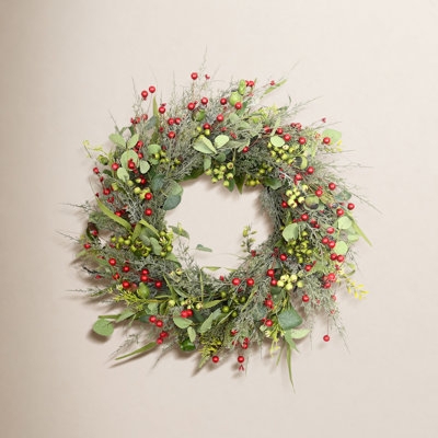 Wreath featuring Blossom Clusters, Cypress Branches, and Eucalyptus