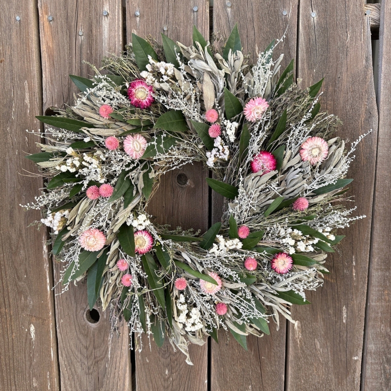 Wreath Featuring Dried Lavender and Sage Herbal Composition