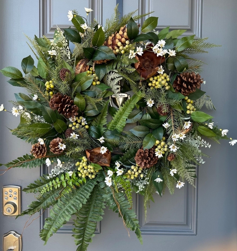 Wreath For All Season Greenery, Modern Farmhouse Front Door Wreath