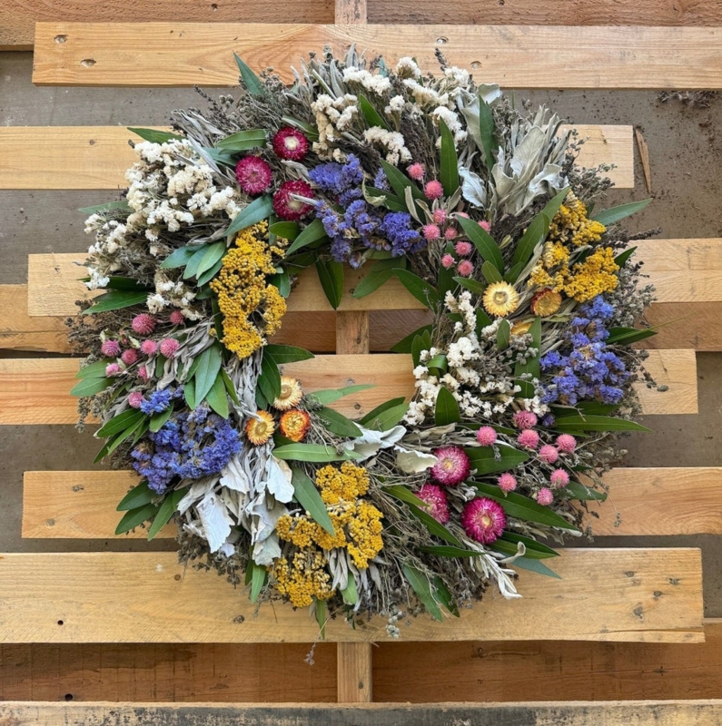 Wreath Handmade Natural Dried Flowers Rustic Farmhouse Wall Decor