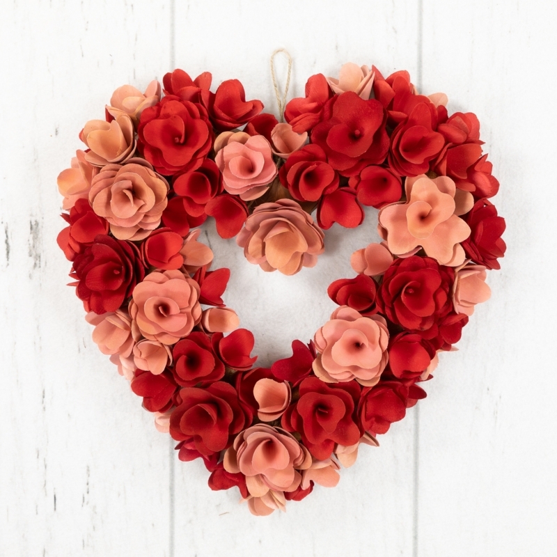 Wreath, Heart Shape, Heart Shaped Floral Wreath, Wood Curl Material