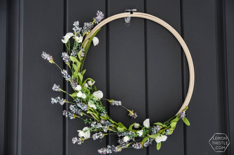 Wreath, Hoop Shape, Minimalist Floral Decor, Modern Farmhouse Style.