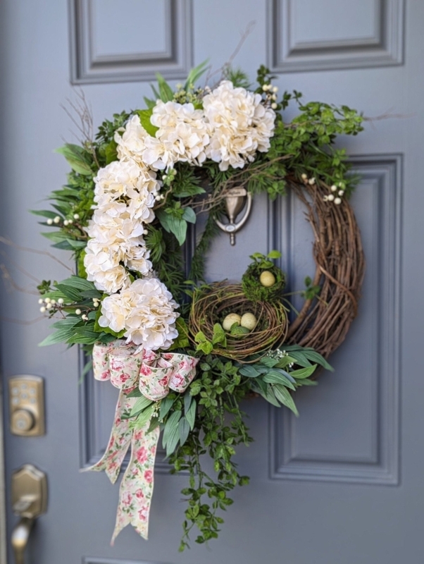 Wreath Mixed Botanicals Grapevine Base Ivory Spring Wreath For Front Door