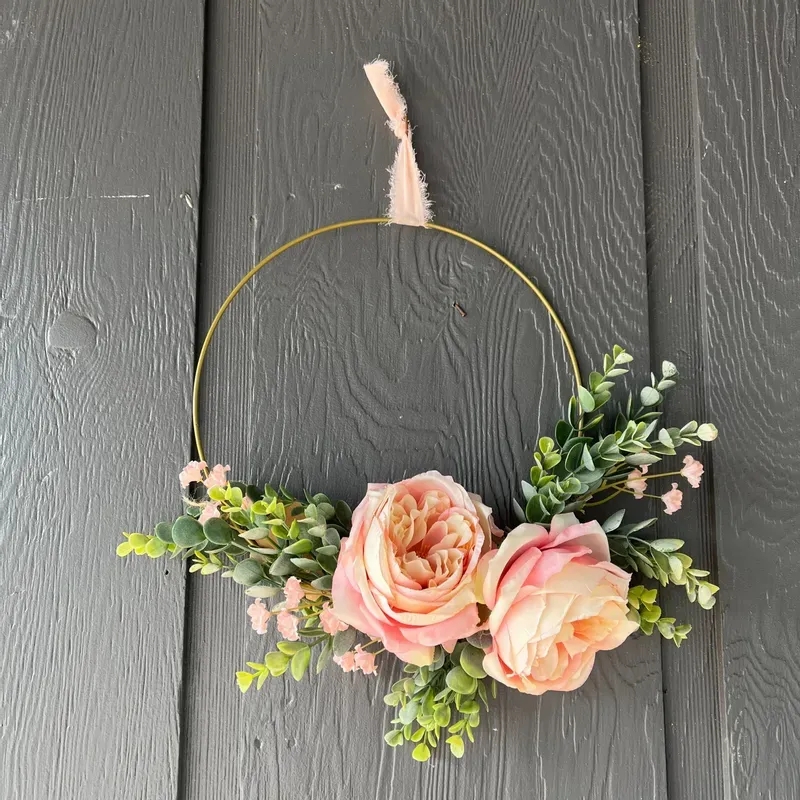 Wreath, Multicolor Blooms, Vibrant Artificial Floral Wreath Decor