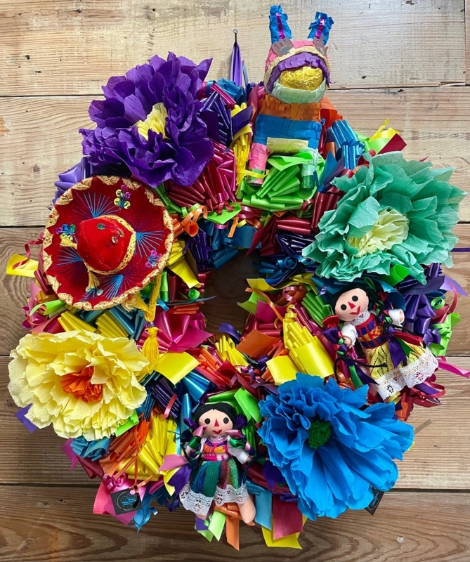 Wreath Multicolored Mesh Looped Texture Fiesta Theme