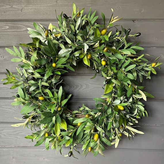 Wreath Realistic Faux Olive Branch With Muted Foliage Tone