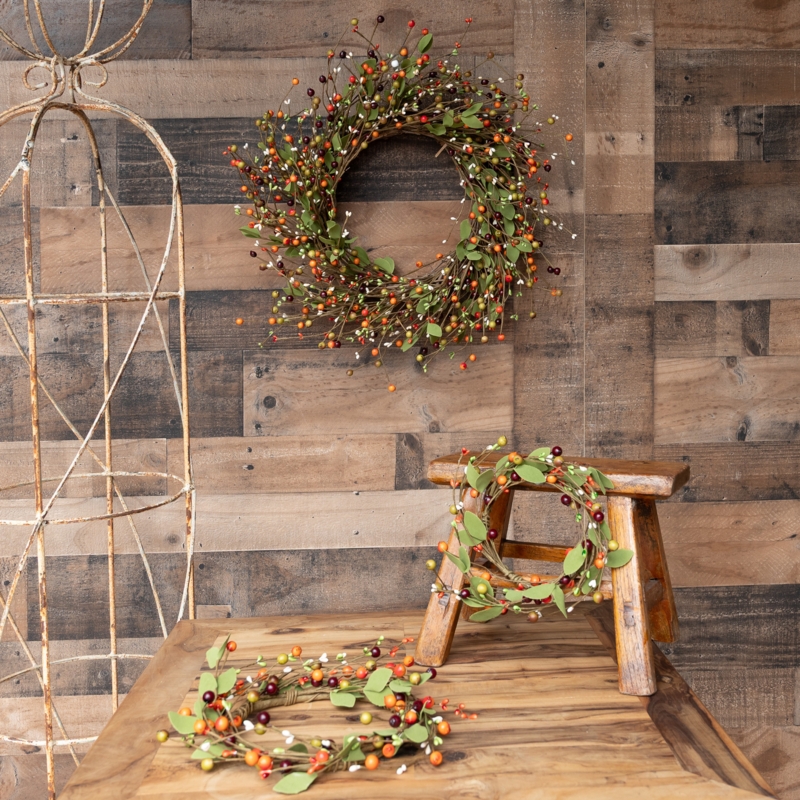 Wreath Rustic Autumn Twig Mini Pumpkins Berry Pips Farmhouse Decor