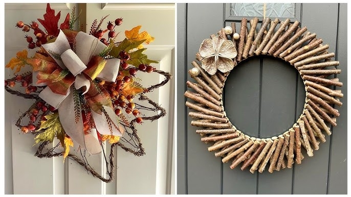 Wreath Rustic Twig Checkered Bow Faux Greenery Farmhouse Door Decor
