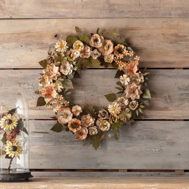 Wreath with Aged Patina Metal Construction and Industrial Style