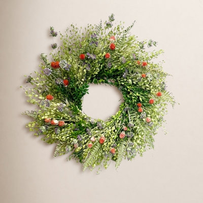 Wreath with Dried Foliage and Berry Accents, Rustic Farmhouse Wall Decor