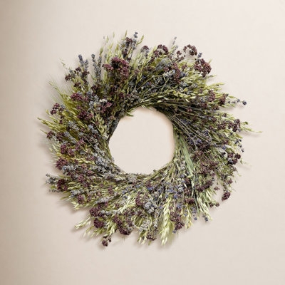 Wreath with Dried Lavender and Avena Grass for Rustic Farmhouse Decor