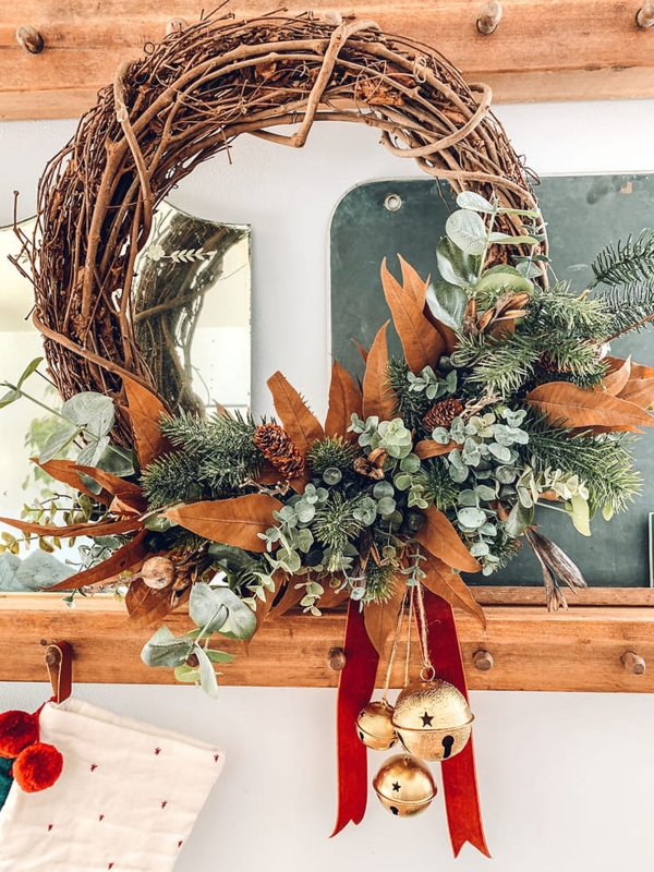 Wreath with Dried Orange Slices, Asymmetrical Design, Organic Modern Style